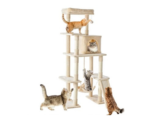 Elevate Your Cat's Playtime with Our 63-Inch Pet Climbing Tower